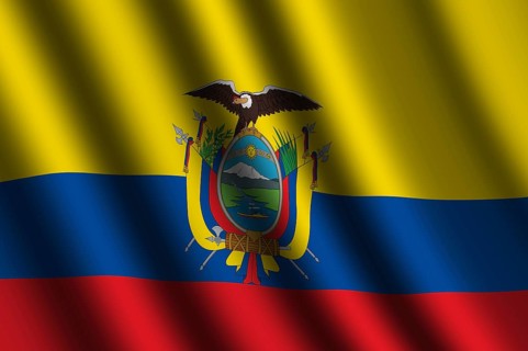 The Ecuador flag flying in the wind