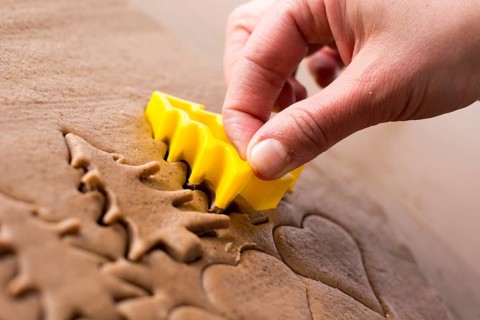 Preparing easter gingerbread cookies. Steps of making pastry