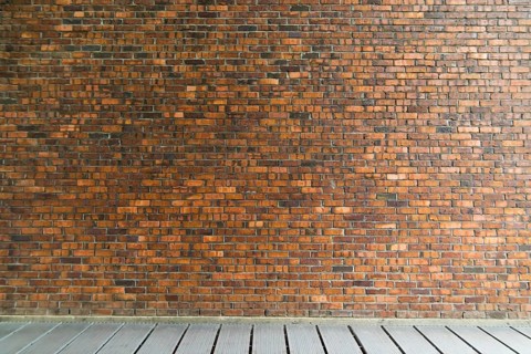 Background of old vintage brick wall with floor