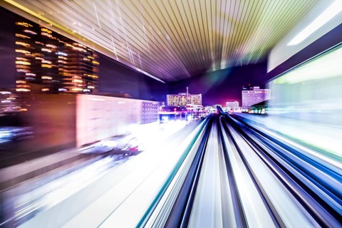 Long exposure from the Yurikamome Tokyo waterfront new traffic coastal line. Shooting Location: