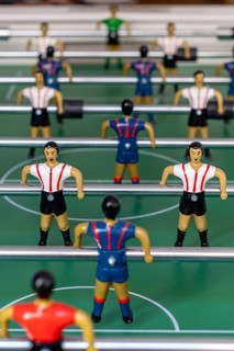 Foosball metal players, Majorca, Balearic Islands, Spain, Europe