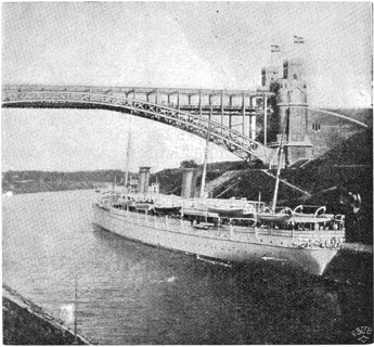 Imperial yacht Hohenzollern II on the Kiel Canal (1893) . Illustration of the 19th century. Germany