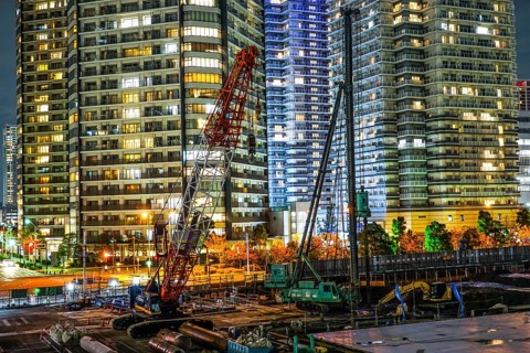 Construction site of the Yokohama Minato Mirai. Shooting Location: Yokohama-city kanagawa