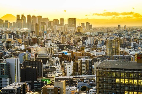 Sunset from the Bunkyo Civic Center. Shooting Location: Tokyo metropolitan area
