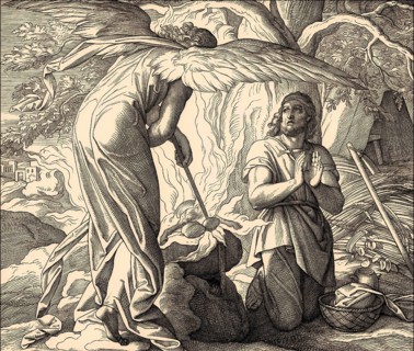 Gideon with the Angel of the Lord, Old Testament, by Julius Schnorr von Carolsfeld, 1860