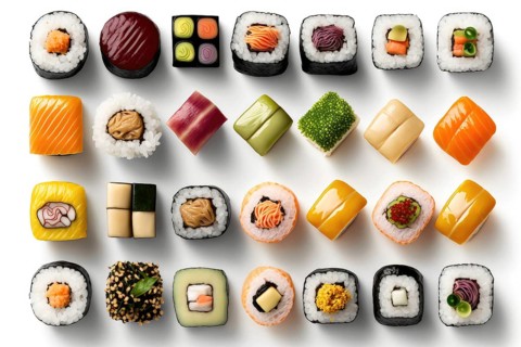Realistic Sushi roll detailed ilustration. Japanese cuisine, traditional food.