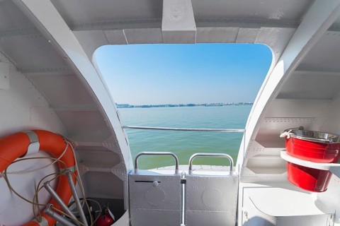 Side entrance of boat - view from inside