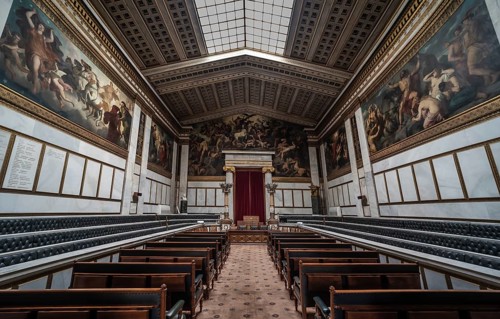 Athens Old Town, Attica, Greece, 12 28 2019 Interior of the Greek National Academy in neo classical