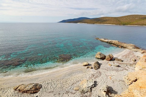 The beach Zastani of Marmari in Evia, Greece, Europe