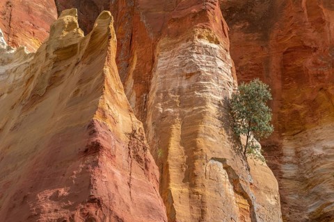 Luberon ocher near the village of Roussillon. Geological wonder in Provence