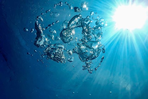 Underwater Bubbles Sunlight, Underwater background Bubbles Water Surface