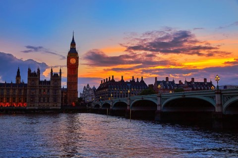 Big Ben Clock Tower London at Thames River England