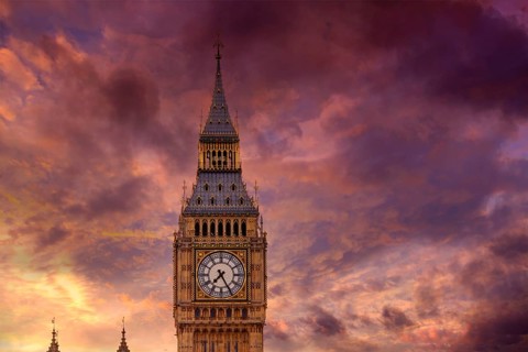 Big Ben Clock Tower closeup in London England