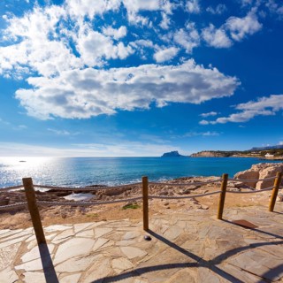 Moraira in Mediterranean with Ifach penon calpe view Alicante at Spain