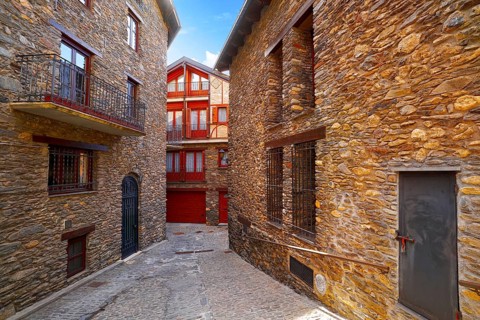 Ordino village in Andorra Pyrenees in ski area