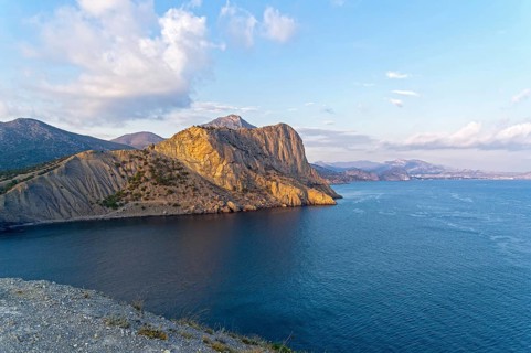 Seascape. View from Cape Kachik along the Black Sea coast in the direction of the resort town of