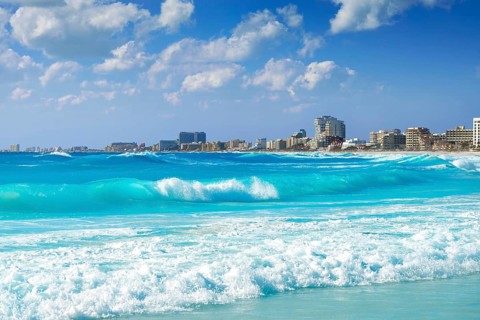 Cancun Forum beach Playa Gaviota Azul in Mexico at Hotel Zone