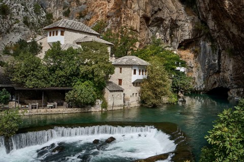 Dervish monastery, Tekke, Tekija, Sufi centre, on the right the Buna spring, Karst spring, Vrelo