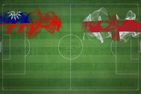 Taiwan vs England Soccer Match, national colors, national flags, soccer field, football game,