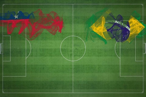 Samoa vs Brazil Soccer Match, national colors, national flags, soccer field, football game,