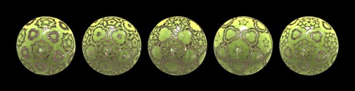 Green golden ornamented balls 3D illustration