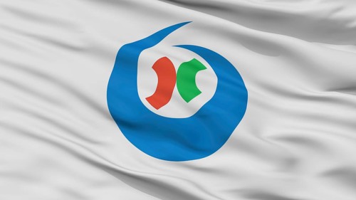Yatsushiro City Flag, Country Japan, Kumamoto Prefecture, Closeup View, 3D Rendering