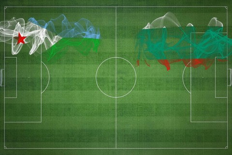 Djibouti vs Bulgaria Soccer Match, national colors, national flags, soccer field, football game,
