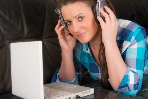 Woman with earphones