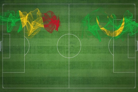 Mali vs Mauritania Soccer Match, national colors, national flags, soccer field, football game,