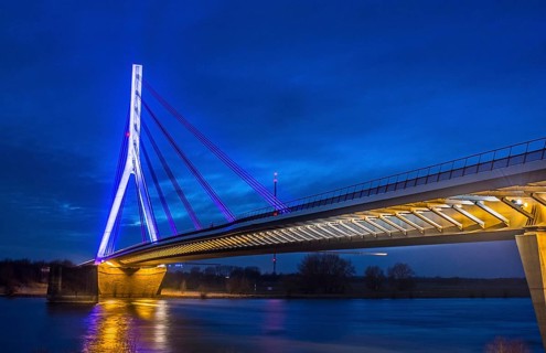 Wesel Rhine Bridge at night