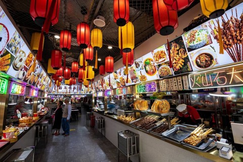 Food court, street food, Asian food, Yuyuan Bazar, Yu Yuan, Yu Garden, Old Town, Shanghai, People's