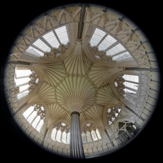 Fisheye 360, interior view, Chapter House, Wells Cathedral, Wells, England, Great Britain