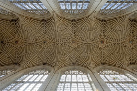 Interior view, ceiling, Bath Abbey, Bath, England, Great Britain