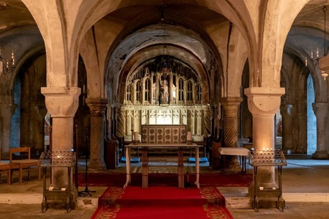 Canterbury, United Kingdom, 10 September, 2022: view of the crypt chapel inside the Canterbury