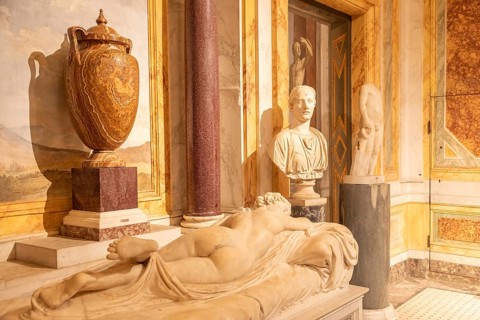 Rome, Italy, 28 December 2023: Galleria Borghese, Borghese Gallery, ancient art museum interior,