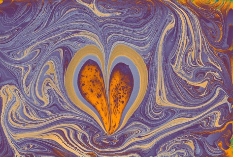 Beautiful abstract art of Ebru marbling painting techniques on water with paints
