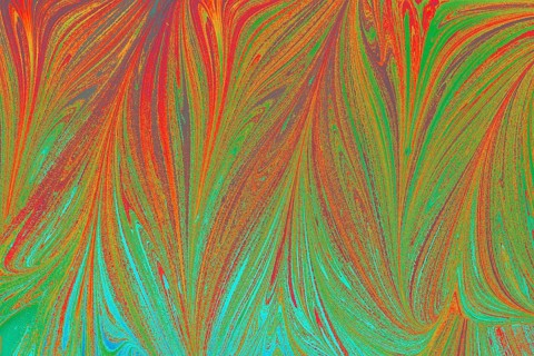 Beautiful abstract art of Ebru marbling painting techniques on water with acrylic paints