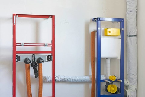 Modern sanitary substructure in a newly built home