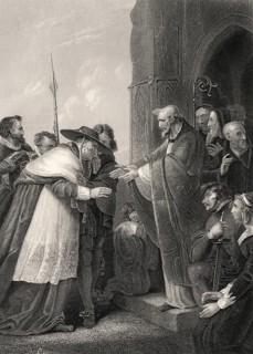 Kardinal Wolsey beim Betreten der Abtei von Leicester, Szene aus Heinrich VIII, Akt IV, Szene 2,