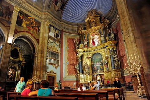 Altar and interior decoration in the church of Nostra Senyora dels Angels, Pollensa, Pollenca,