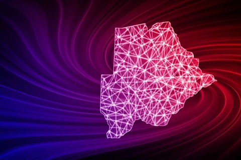 Map of Botswana, Polygonal mesh line map, modern map