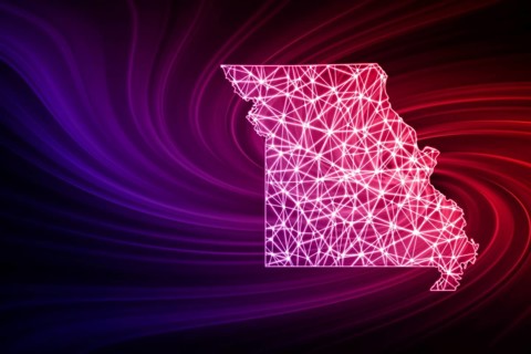 Map of Missouri, Polygonal mesh line map, modern map