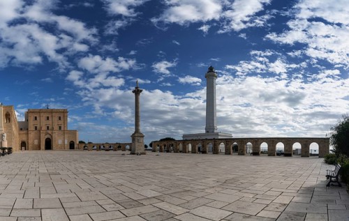 Santa Maria di Leuca, Italy, 29 November, 2023: view of the Santa Maria di Leuca lighthouse and the