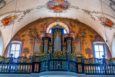 Inside the Beautiful Catholic Parish Church of St Peter and Paul in Old Town with Music Instrument