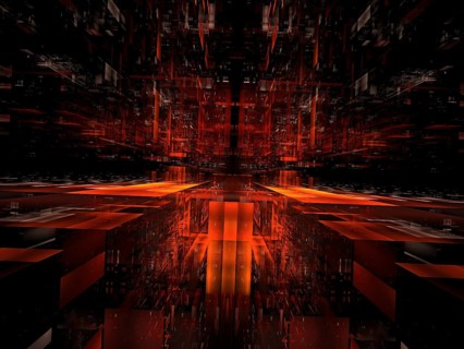 Abstract 3d illustration - computer-generated fractal. Digital art: translucent block hall or