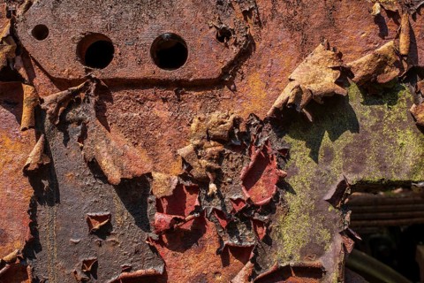 Old rusty railway vehicle parts