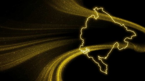 Map of Montenegro, Gold glitter map on dark background