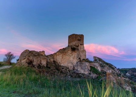 San Nicolò, Italy, 13 December, 2023: view of the Torre Marrana watchtower ruins in San Nicolò on