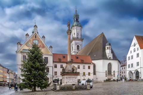 St George is parish church at Marienplatz in Freising, Germany, Europe