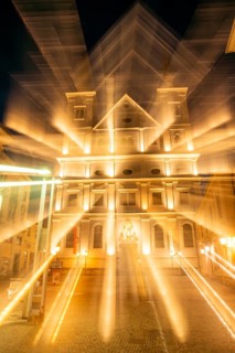 Facade of the Roman Catholic parish church of St Xavier, zoom effect, Leoben, Styria, Austria,